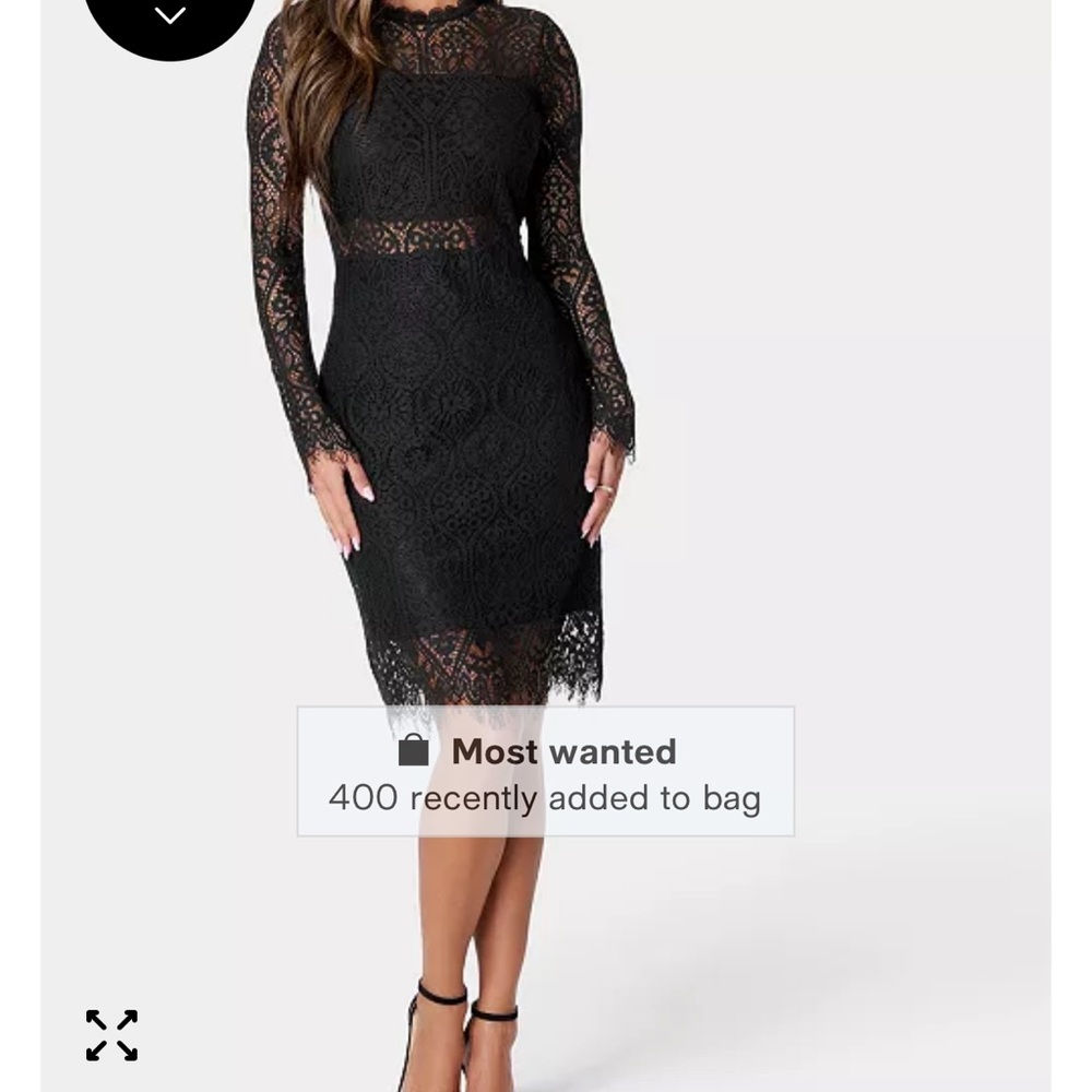 bebe Black Long Sleeve Lace Dress